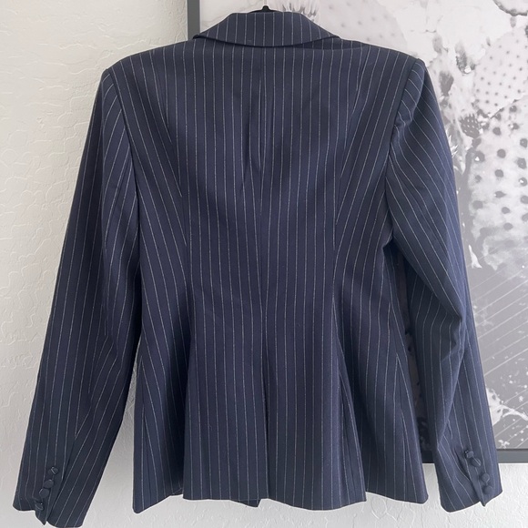 Good American Pinstripe Navy Blue Office Workwear Blazer size Medium - Picture 6 of 10